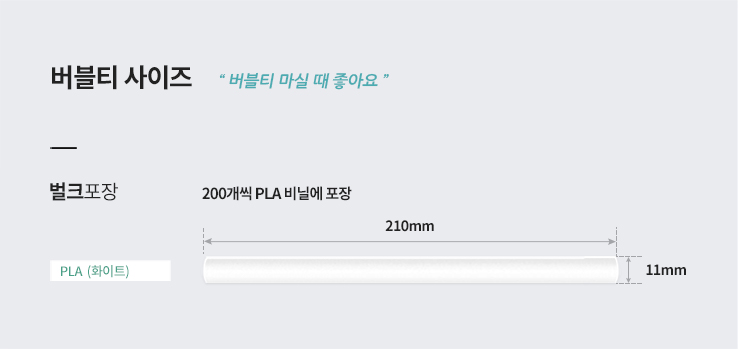 PLA 버블티빨대 11x210 벌크포장 화이트 2000개
